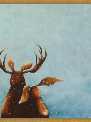 16" X 16" Friends Moose By Lucia Stewart Framed Canvas Wall Art - Amanti Art