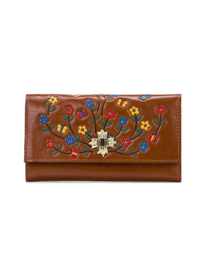 Terresa Wallet - Handpainted Floral Tooled