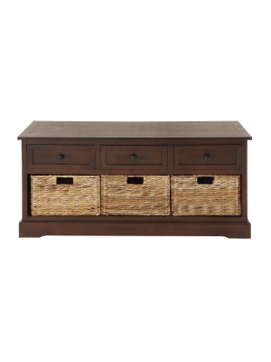 Wooden Chest With Wicker Drawers Brown - Olivia & May