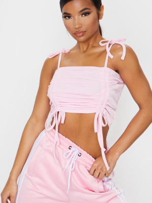 Baby Pink Rib Ruched Cami Top