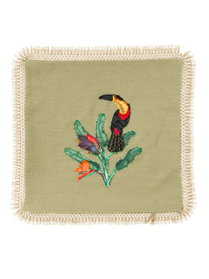 Fringe Hand-embroidered Square Pillow (online Exclusive)