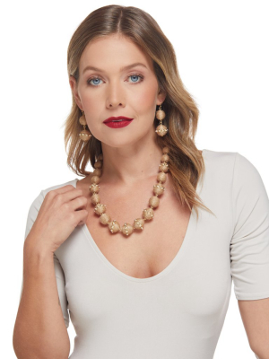 Gold & Pearl Graduated Balls Necklace