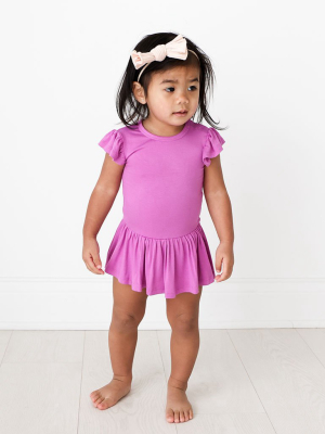 Royal Violet Ruffled Cap Sleeve Twirl Skirt Bodysuit