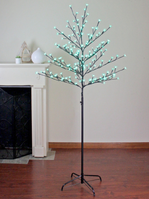 Northlight 6' Pre-lit Cherry Blossom Flower Artificial Tree - Green Led Lights