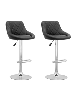 Set Of 2 Adjustable Diamond Back Leatherette Barstool - Corliving