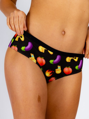 The Emoji Orgy | Black Emoji Cheeky Underwear