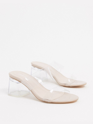 Public Desire Aries Mules With Clear Detail In Beige