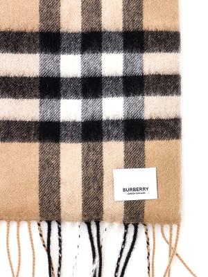 Burberry Fringed Stripe Check Scarf