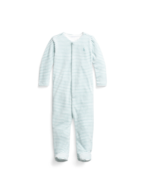 Striped Velour Footed Coverall