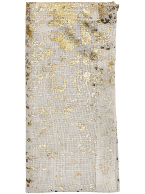 Kim Seybert Metafoil Napkins In White & Gold – Set Of 4