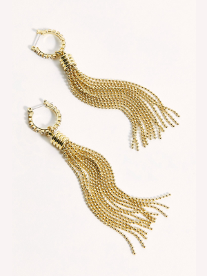 Luv Aj Beaded Tassel Hoop Earrings