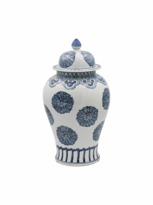 Multi Flowers Porcelain Temple Jar