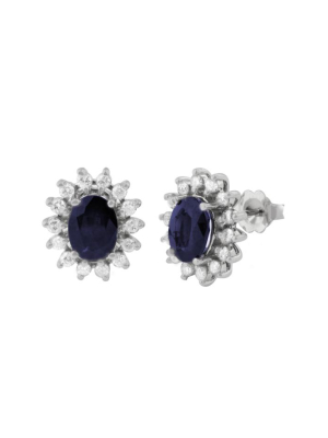 Gemma Royalty Sapphire And Diamond Earrings, 3.54 Tcw