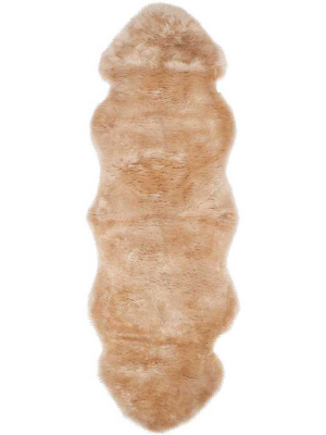 Sheepskin Pelt Natural Beige Runner Rug