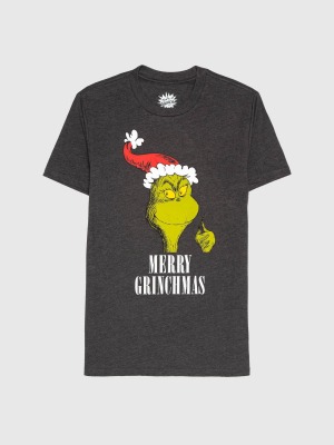 Men's Dr. Seuss The Grinch Ugly Holiday T-shirt - Charcoal Heather