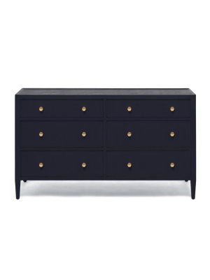 Jarin 60" Dresser Dark Navy Faux Belgian Linen