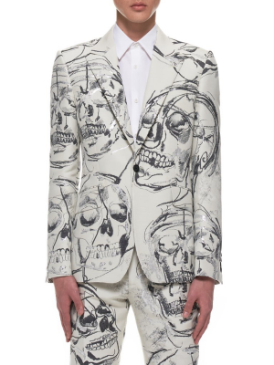 Embroidered Skeletal Blazer (630559qpr45-9080-ivory-black)