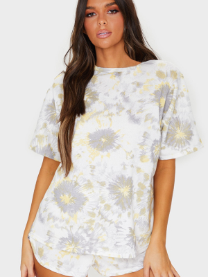 Yellow Tie Dye Print Oversized T-shirt