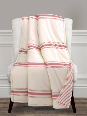 Lush Décor 50"x60" Farmhouse Stripe Throw Blanket Red