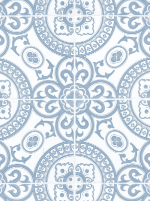 Heritage Tiles Wallpaper In Pale Blue From The Kemra Collection By Milton & King