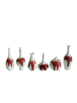 Lang Red Mini Bud Vases, Set Of 6