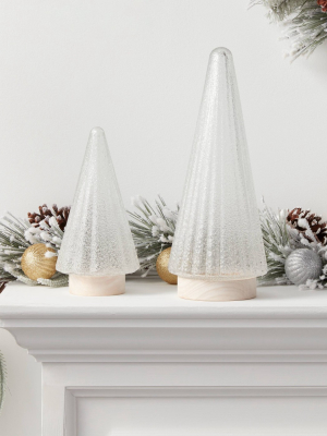 Small Decorative Glass Tree With Wood Base Figurine Clear - Threshold™