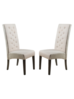 Set Of 2 Linden Tall Back Natural Fabric Dining Chairs Natural - Christopher Knight Home