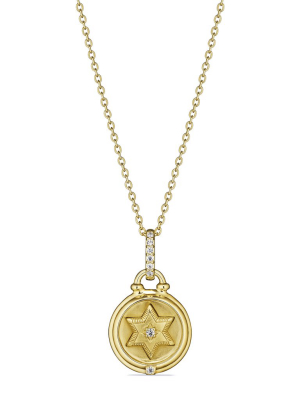 Little Luxuries Star Of David Medallion Necklace With Diamonds In 18k