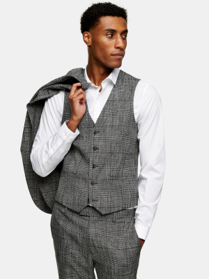 Gray Check Skinny Suit Vest