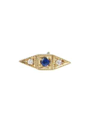 Sapphire Deco Point Long Stud (single)