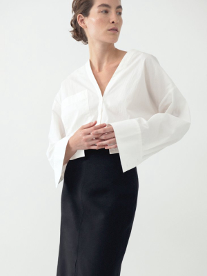 Back Pleat Blouse In Cotton - White