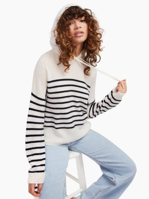 Striped Cashmere Oversized Hoodie