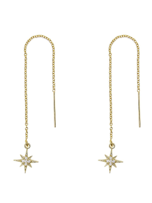 Pave Cz North Star Threader Earrings