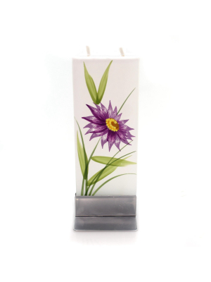 Home Decor 5.75" Purple Flower W/ Yellow Centre Dripless Fragrance Free Candle - Flame Candles