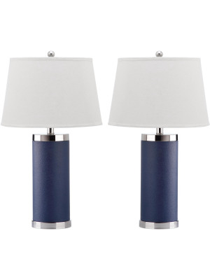 Faux Leather Column Table Lamp (set Of 2) - Safavieh