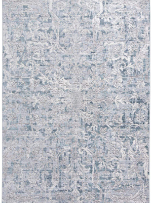 Feizy Cecily Luxury Distressed Ornamental Rug - Gray & Teal Blue - Available In 7 Sizes