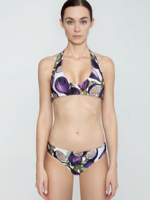 Scoop Halter Bikini Top - Fig Purple Print