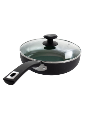 Gibson Home Hummington Ceramic Nonstick Aluminum 3.5 Quart Saute Pan With Lid In Green