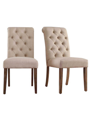 Set Of 2 Gramercy Button Tufted Dining Chair Wood - Inspire Q