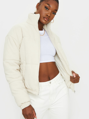 Tall Cream Cord Puffer Coat