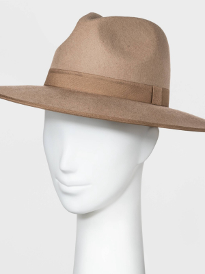 Women's Wide Brim Felt Fedora Hat - A New Day™ Taupe One Size