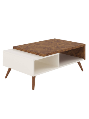 Two-tone Wooden Coffee Table With Splayed Legs And Storage Shelf White/brown - The Urban Port