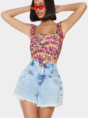 Multi Rib Dip Hem Sleeveless Crop Top