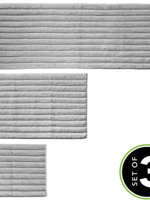 Mdesign Soft Cotton Spa Mat Rug For Bathroom, Varied Sizes, Set Of 3