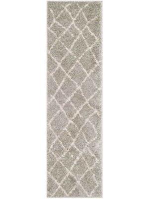 Berber Shag Light Gray/cream Runner Rug