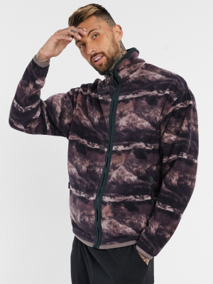 Asos Design Co-ord Oversized Track Jacket In Fleece And All-over Print