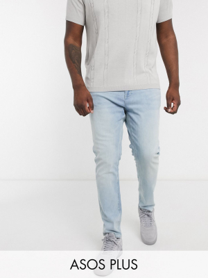 Asos Design Plus Skinny Jeans In Light Wash Blue