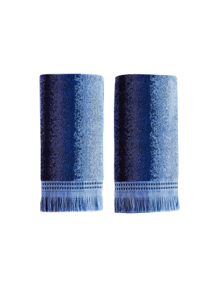 2pc Eckhart Striped Hand Towel Set Blue - Skl Home