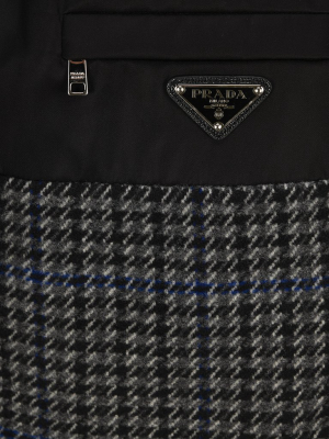 Prada Houndstooth Panelled Skirt