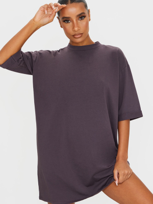 Aubergine Oversized Boyfriend T Shirt Dress